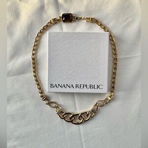 Banana Republic Gold Link Necklace w/ Gray Stone Accent